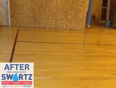 Water Damage to Hardwood Gym Floor