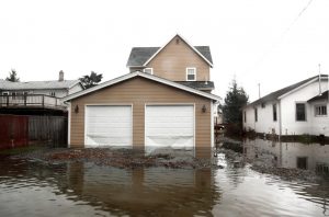 flooded neighborhood after heavy rain fall