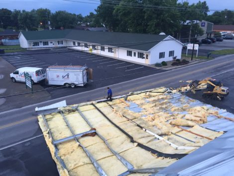 roof blew off commercial building during wind storm