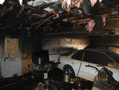 fire damage restoration garage before