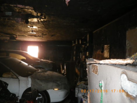 fire damage restoration garage before