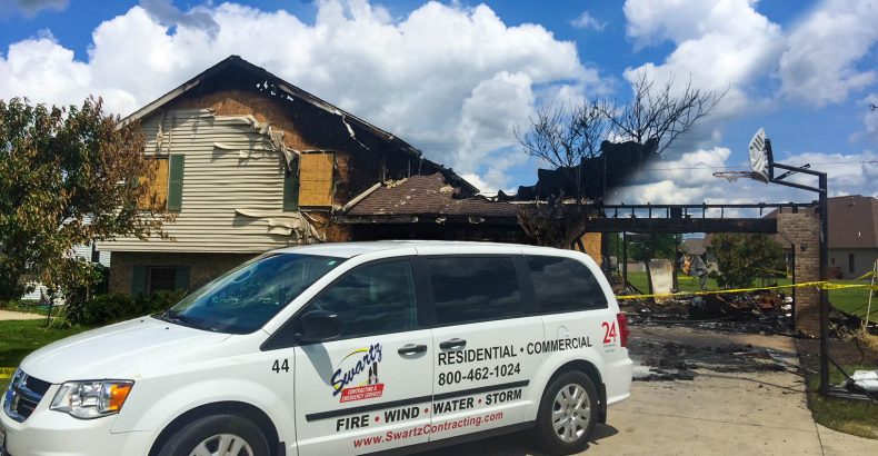 swartz contracting and emergency services board up after a fire