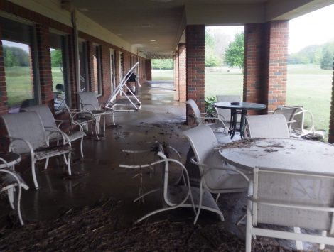 water damage restoration golf course outside before