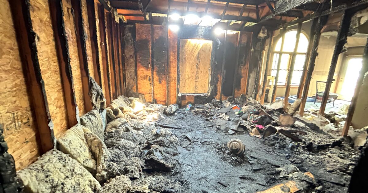 House fire interior before Swartz Restoration repaired the fire damage.