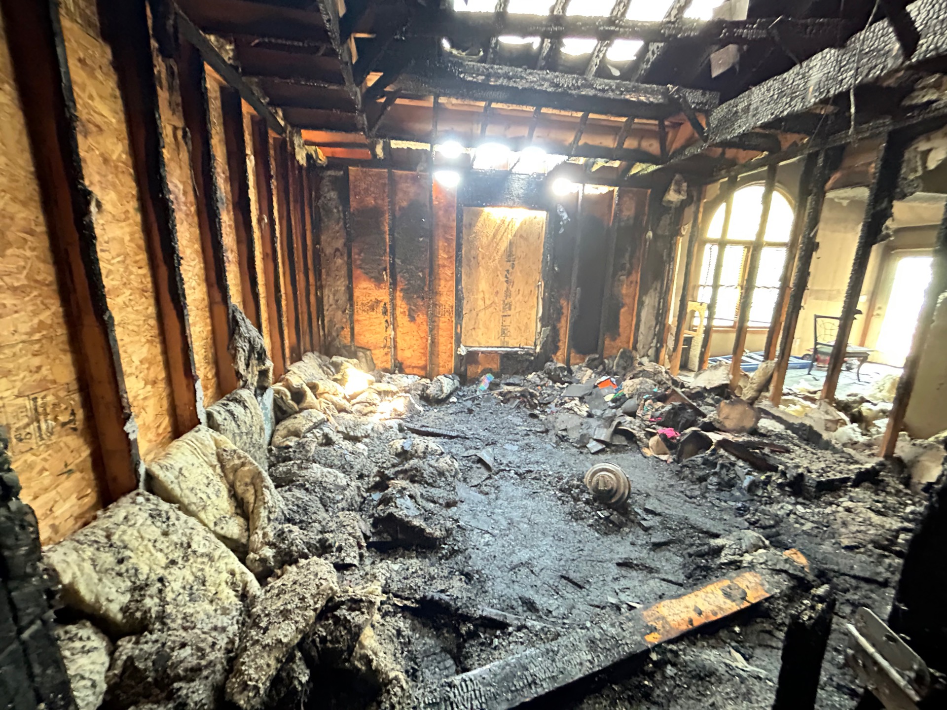 House fire interior before Swartz Restoration repaired the fire damage.